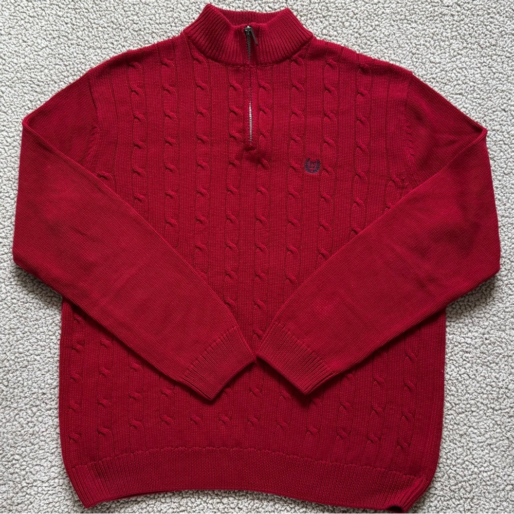 🧸 Chaps | LIKE NEW • Men's 1/4 Zip Red Sweater